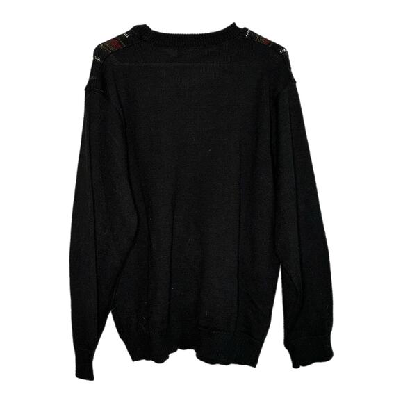 C10 Vintage D’Avila Men’s Black Knit Striped Classic Wool Blend Sweater, Medium - Picture 3 of 6